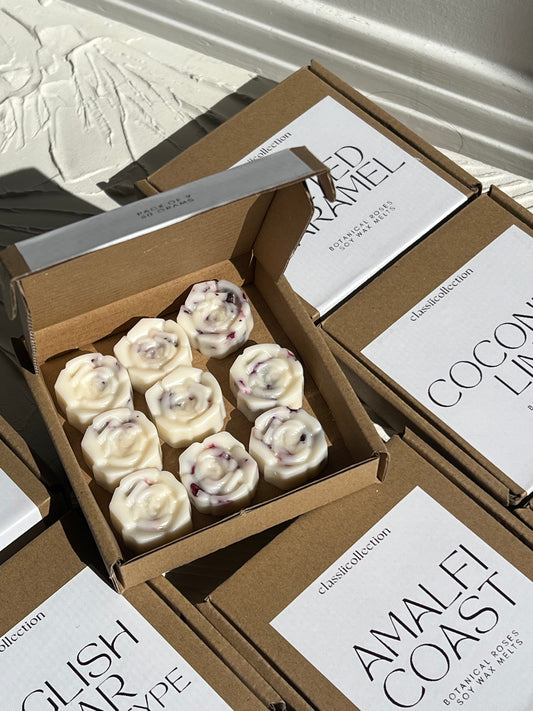 Vegan Soy Botanical Rose Melts inh various fragrances hand poured