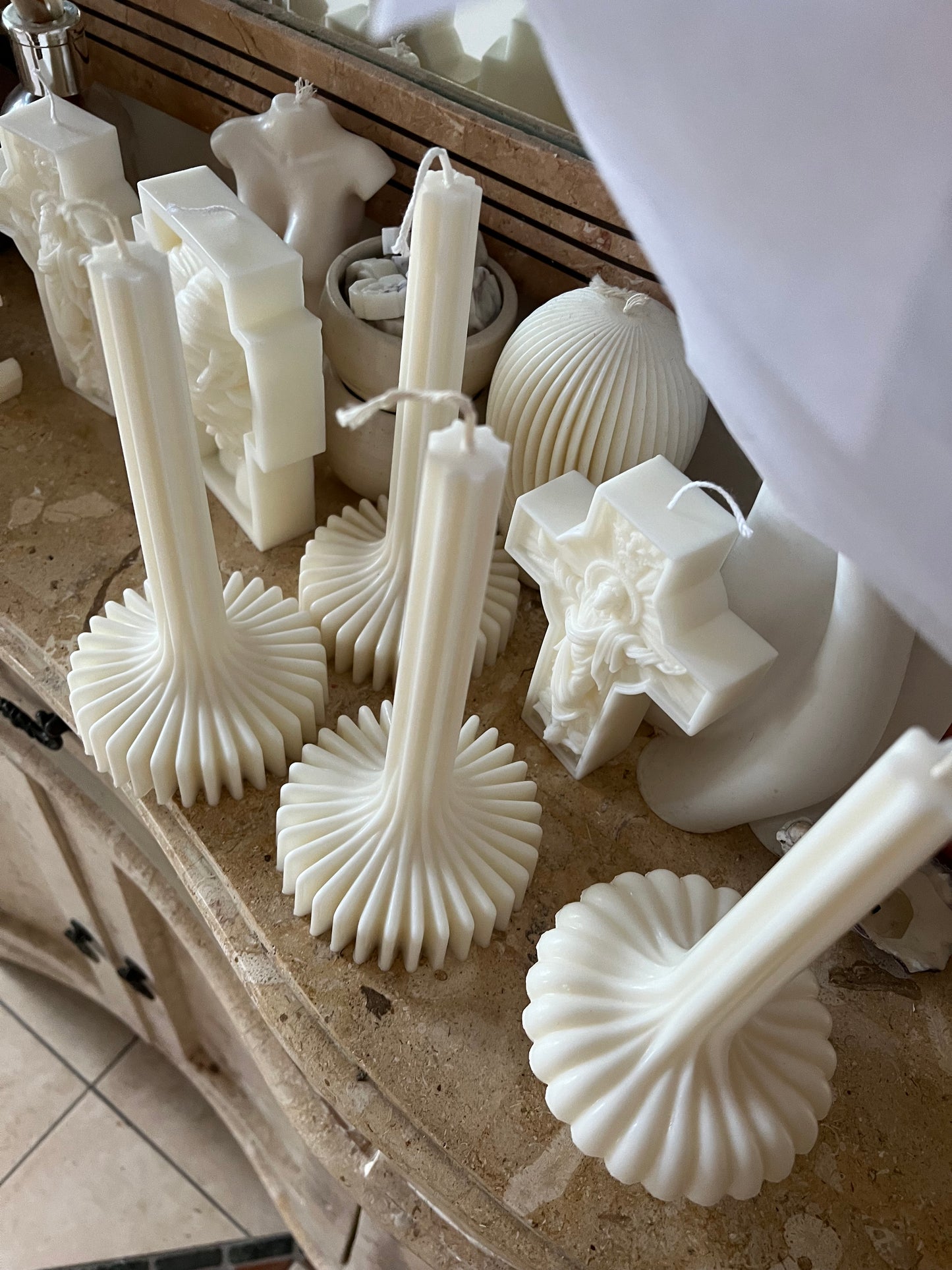 Julianna Pillar vegan soy wax candle, aesthetic candle, three tall candles wedding