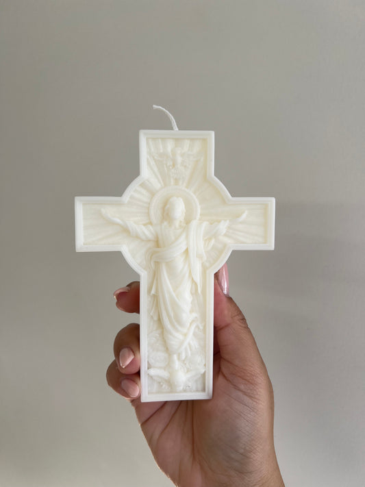 Jesus Cross Candle soy wax pillar religion