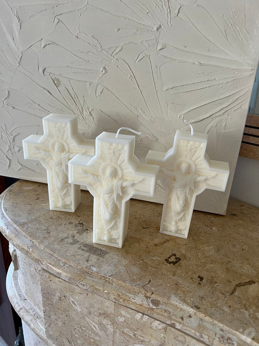 Jesus Cross Candle soy wax pillar religion