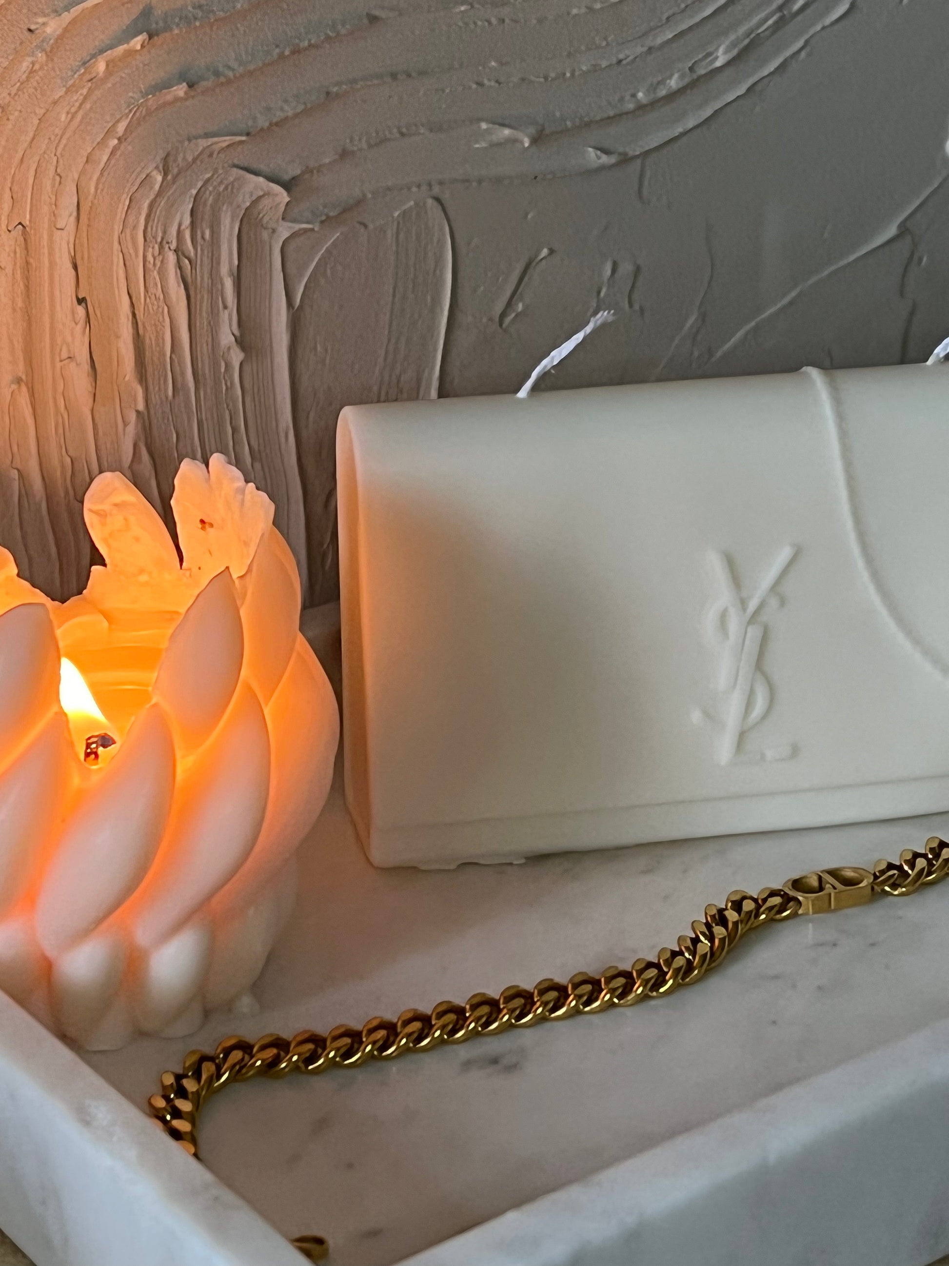 White and gold ysl top bag